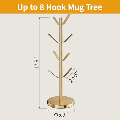 Stainless Steel Mug Holder Tree, Updated Thick Coffee Cup Holder Base