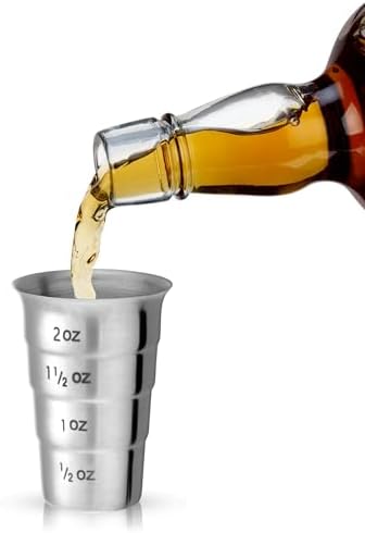 Innovine Stepped Jigger, Durable Satin Metal Finish Drink Measuring
