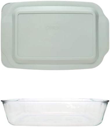 Pyrex 233-D 5Qt Glass Baking Dish with Sage Green Lid