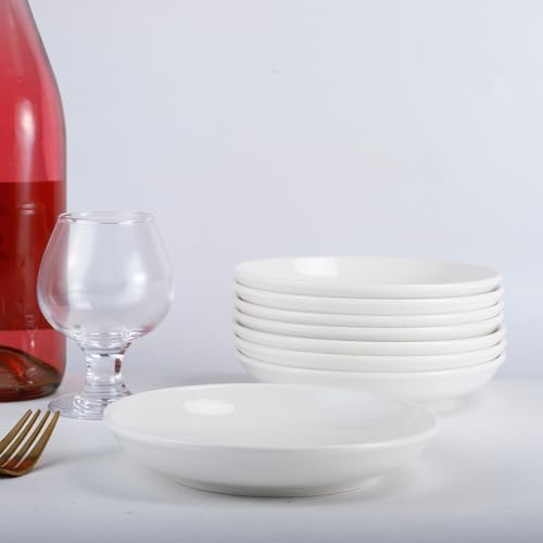 8 Pack 6 Inch White Ceramic Dessert Plates, Round