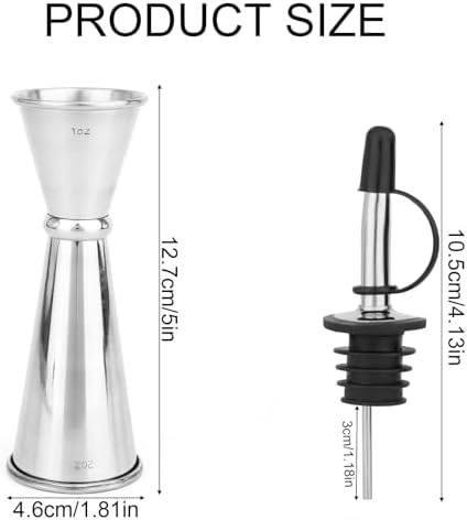 Double Cocktail Jigger for Bartending 2oz 1oz with 2 Pourers Spout