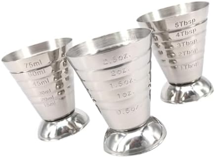 75ml Stainless Steel Jigger Cup Set of 3 for Measuring Liquids