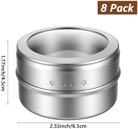 Set of 8 Magnetic Spice Tins with Metal Wall Plates