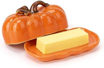 Butter Dish with Lid, Ceramic Halloween Pumpkin Butter Container