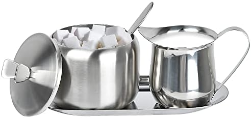 Sugar and Creamer Set, Coffee Serving Set, Stainless Steel Latte Milk