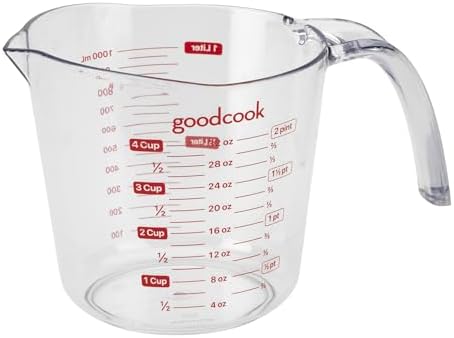 GoodCook Everyday 4-Cup Liquid Measuring Cup, Clear Plastic with