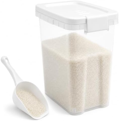 Rice Storage Container 10-15 Lbs, Airtight Flour Dry Food Bin with