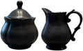 WAIT FLY Vintage Embossed Ceramic Creamer and Sugar Bowl Set, Cream