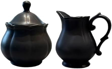 WAIT FLY Vintage Embossed Ceramic Creamer and Sugar Bowl Set, Cream