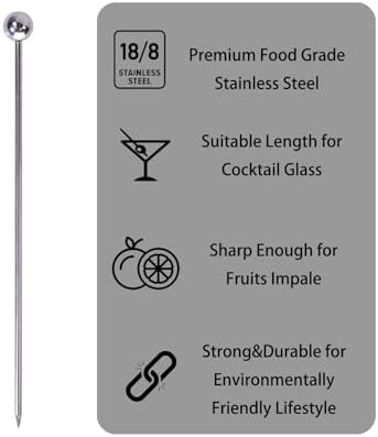 Lexenic Cocktail Picks Set with Holder, 304 Stainless Steel Martini