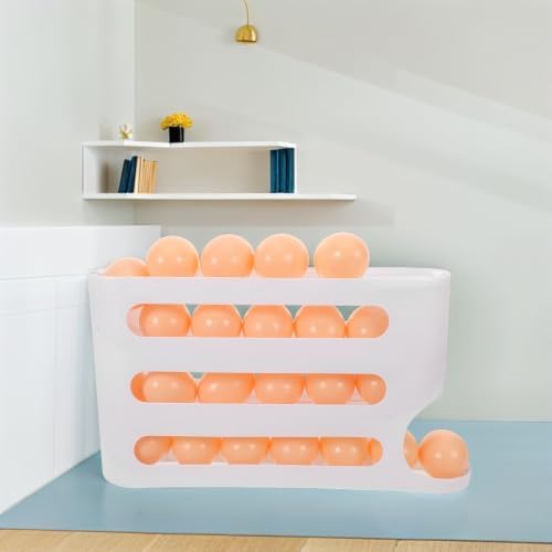 Automatic Rolling Egg Dispenser 4 Tier Plastic Organizer for Fridge