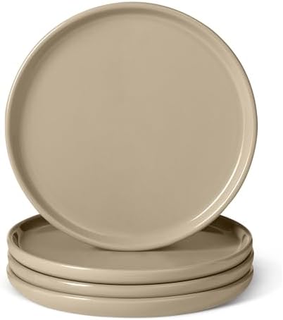 Amazon Basics Glazed Stoneware Appetizer Plates, Ceramic 4-Piece Set
