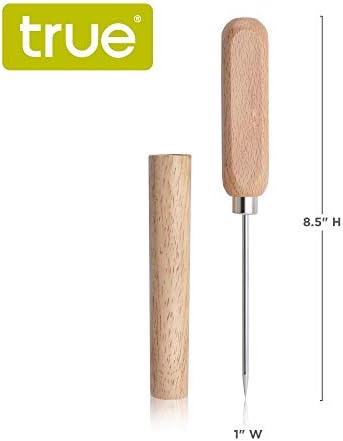 True Spike Stainless Steel Ice Pick Tool with Cover and Wood Handle