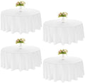 4 Pack Round Tablecloth 90 Inch White Polyester Washable Decorative