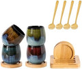 2.7oz Espresso Cups Set of 4 with Saucers & Spoons, Ceramic Demitasse