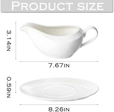 Gravy Boat with Saucer, 14oz Ceramic Gravy Bowl