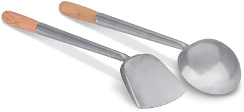 Craft Wok Ladle and Spatula Set, Wooden Handles