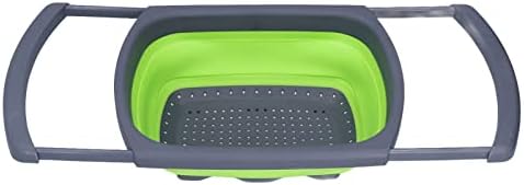 LiebeWH Over Sink Oval Colander, Plastic Silicone Fruit Wash Basket