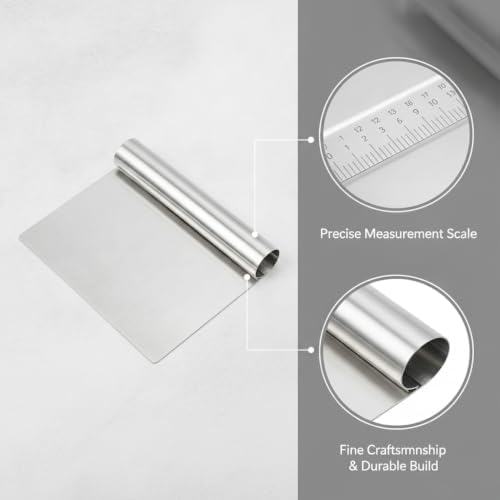 Stainless Steel Dough Cutter with Measurement Scale, 11-Inch Bench