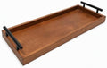 Wooden Serving Tray 20“×8” Black Metal Handles, Decorative Rustic Wood