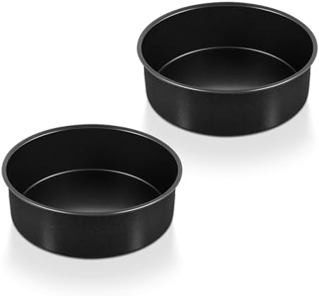 P&P CHEF 6 Inch Cake Pan Set, Round Baking Cake Pans, Black & 2 Pcs