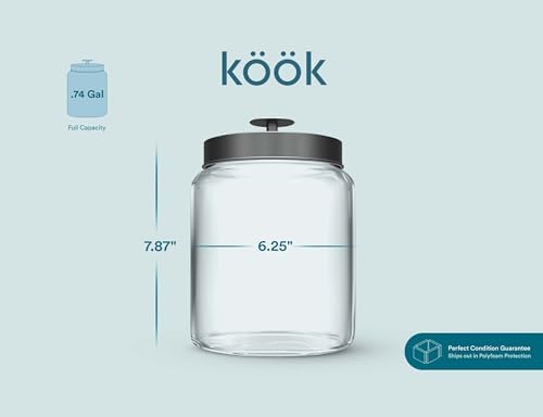 KooK Glass Kitchen Canister Set, Food & Storage Containers for Pantry