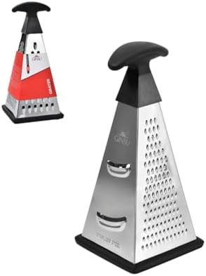 GINSU 4-Sided Stainless Steel Box Grater, 9-Inch Multi-Function