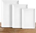 Kassel Ceramic Serving Platter Set 16”/14”/12” White Porcelain
