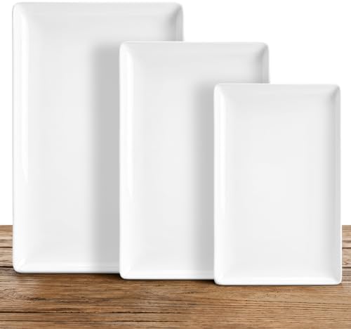Kassel Ceramic Serving Platter Set 16”/14”/12” White Porcelain