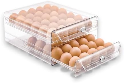 Egg Holder for Refrigerator, 60 Eggs, Clear Drawer