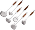 VALESKA Kitchen Utensils Set with Wood Handle, 6 Pieces Stainless
