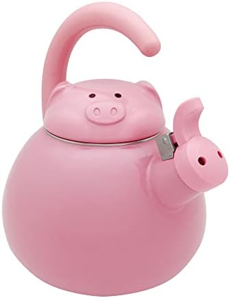 UPware Pink Pig Whistling Tea Kettle, 2.1 Quart