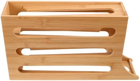 Rolling Egg Dispenser for Refrigerator, 4 Tier Wooden Egg Holder