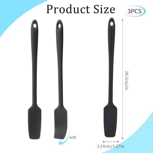 3 Pcs Small Spatulas Set Silicone Jar Spatulas with Long Handle Heat