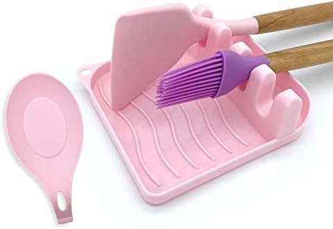 2 Pack Multiple Utensil Spoon Rest with Drip Pad Non-Slip Heat