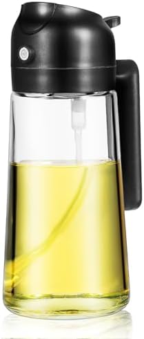 2-in-1 Olive Oil Dispenser and Sprayer, 470ml, Black