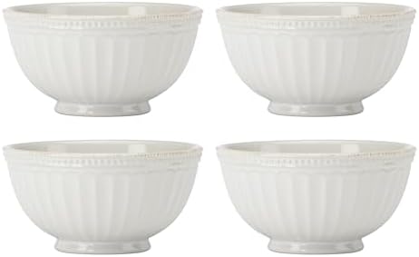Lenox French Perle Groove White Stoneware Dinnerware Set with Dinner Bowls