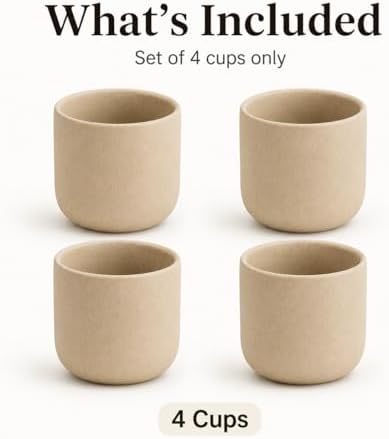 Ceramic Espresso Cups Set of 4, 5 oz Natural Beige Cortado Cups