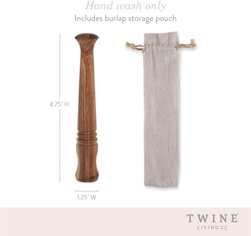 Twine Acacia Wood Mojito Muddler for Cocktails with Jute Storage