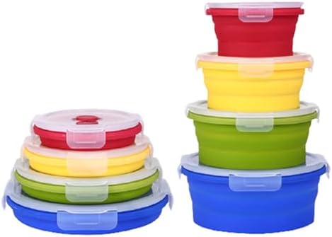 RoseFlower 4PCS Collapsible Bowl Sets, Portable Round Silicone
