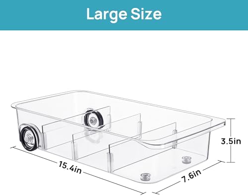 Vtopmart Fridge Organizer Bins on Wheels, Clear Roll Out Drawer