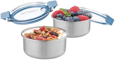 Smash Stainless Steel Snack Pot, Blue, 200 ml/ 6.7oz Capacity