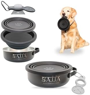 Black Collapsible Travel Dog & Cat Bowl – BPA-Free Silicone & 18/8