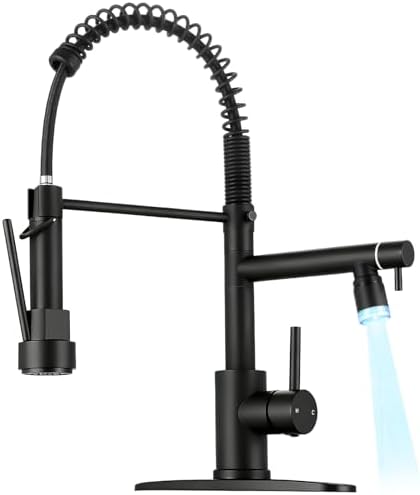 LED Kitchen Faucet with Pull-Down Sprayer, Matte Black