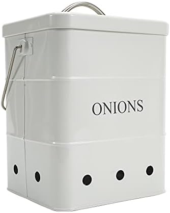 Onion Storage Bin, Metal Storage Tin with Aerating Holes - Kitchen