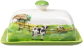 Cow Butter Dish with Lid for Countertop, Large Ceramic Embossed Butter