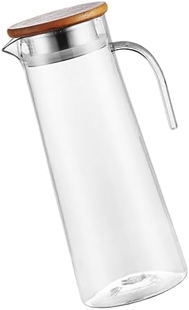 Acrylic Pitcher Elegant with Lid 1.2l Stainless Steel Wood Classic