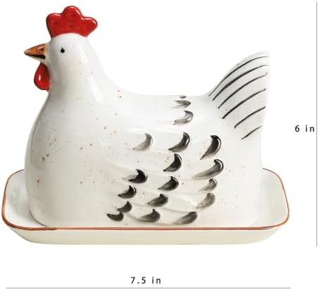 Colias Wing Retro Hen Ceramic Butter Dish with Lid Butter Keeper
