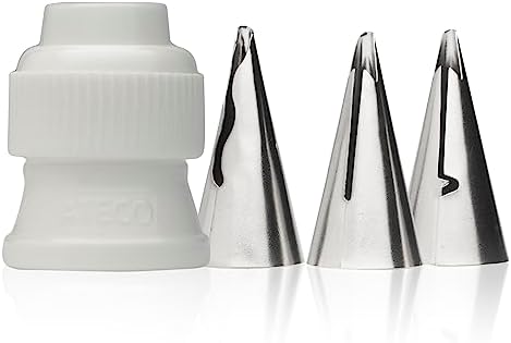 Ateco - 4 Piece Ruffle Decorating Tube Set, Includes Stainless Steel