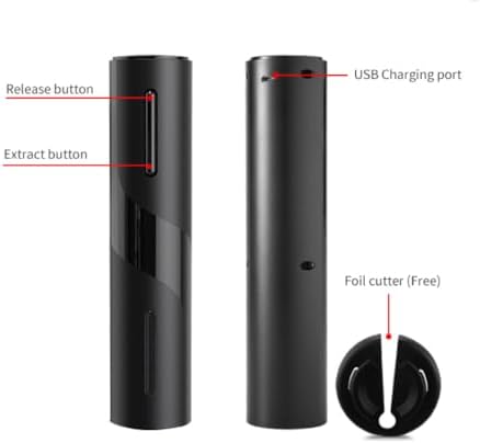 Electric Corkscrew Set with Battery, Drip-free Pourer, Wine Vacuum